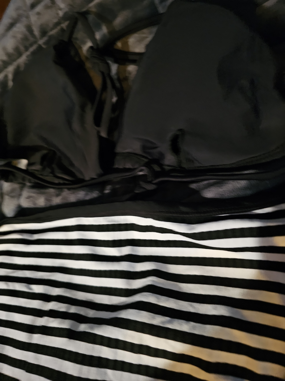 Shade & Shore Black Molded Top with Black and White Striped Bottom Bikini